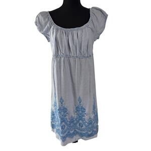Max Studio Specialty Products Blue/white striped short sleeve short dress Large